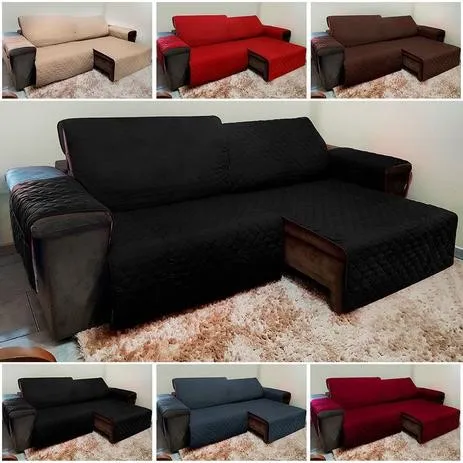 Capa Protetora Sofa Retratil Martelado 3Lgs Vera Lucia — Preto