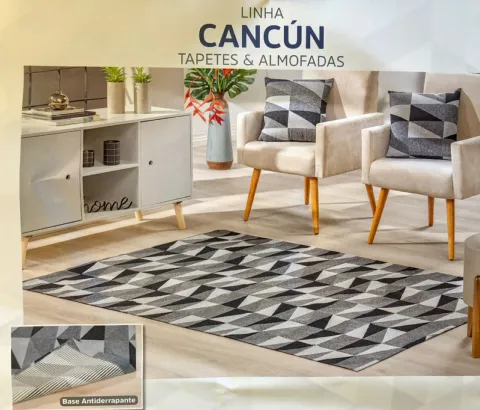 Tapete Cancun Geometrico 200x140 com 4 Almofadas J Serrano