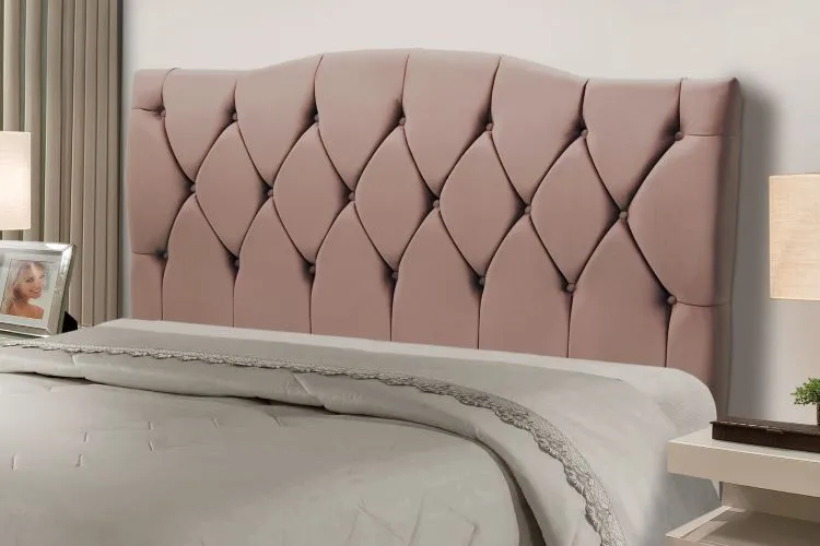Cabeceira King Imperatriz 195 Corino Branco 2500 SR Cabec — Cabec king Veludo Rose