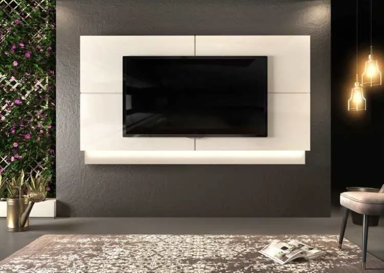 Bancada Domani 3D Piramide Off White DJ Moveis — Painel 240 Off White