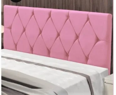 Cabeceira Casal Bia 140 Veludo Suede Bege SR Cabec — Veludo Suede - Rose
