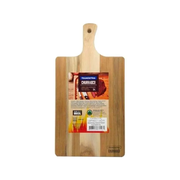 Tabua para Churraco com Cabo 40x21x2 Naturale Tramontina — Tábua para Churrasco com Cabo 40x21 - Natural