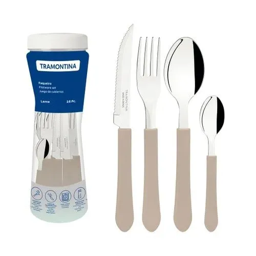 Faqueiro Inox 20 Pecas Leme Azul Tramontina — Faqueiro 20 Pçs - Cinza
