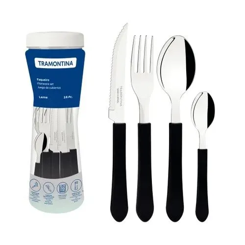 Faqueiro Inox 20 Pecas Leme Azul Tramontina — Faqueiro 20 Peças - Preto