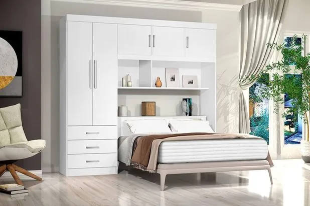 Roupeiro Cabeceira Casal Cancun 140 5P3G J&A Moveis — Branco