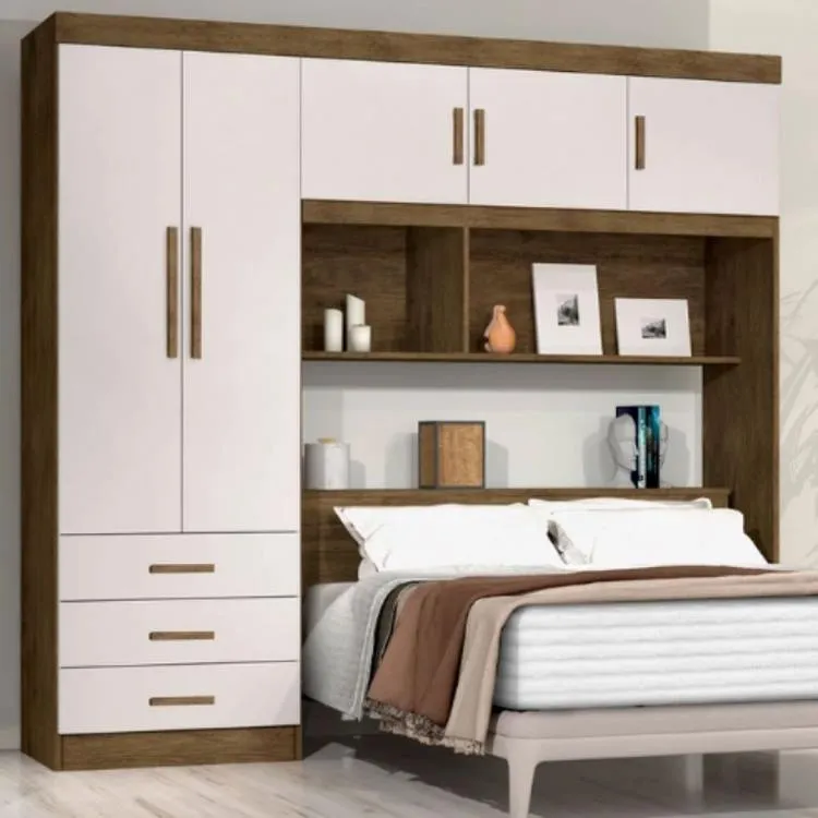 Roupeiro Cabeceira Casal Cancun 140 5P3G J&A Moveis — Jequitibá/Off White