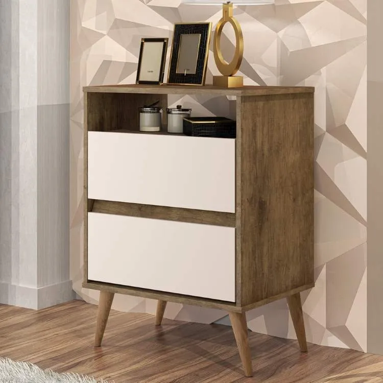 Mesa de Cabeceira Lotus 2G1N J&A Moveis — Jequitibá/Off White