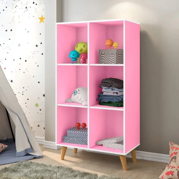 Estante Montessoriana 130 6 Nichos Jequitiba 1235 J&A Moveis — Rosa 01236