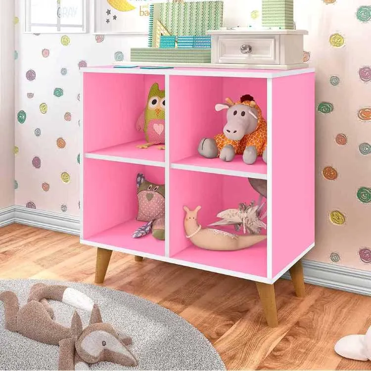 Estante Montessoriana 75 4 Nichos Jequitiba 1240 J&A Moveis — Rosa