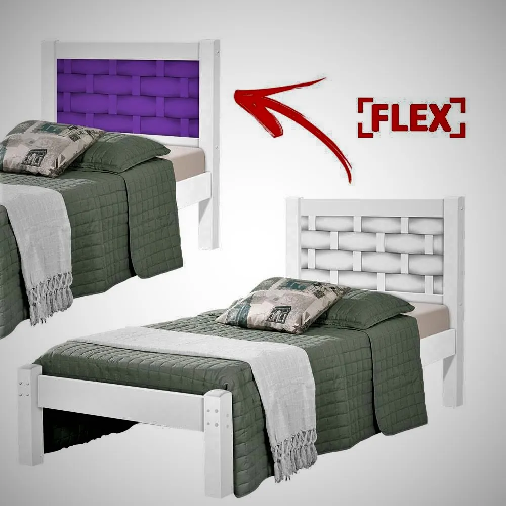 Cama Solteiro Laila Branco.Lilas Flex J&A Moveis — Branco/Lilás - Flex
