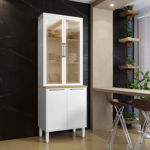 Cozinha Viena 6 Pecas Branco Visualizacao Salleto — Torre Quente/Branco