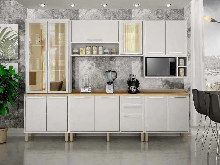 Cozinha Viena 6 Pecas Branco Visualizacao Salleto — Cozinha Viena 6 Peças/Branco
