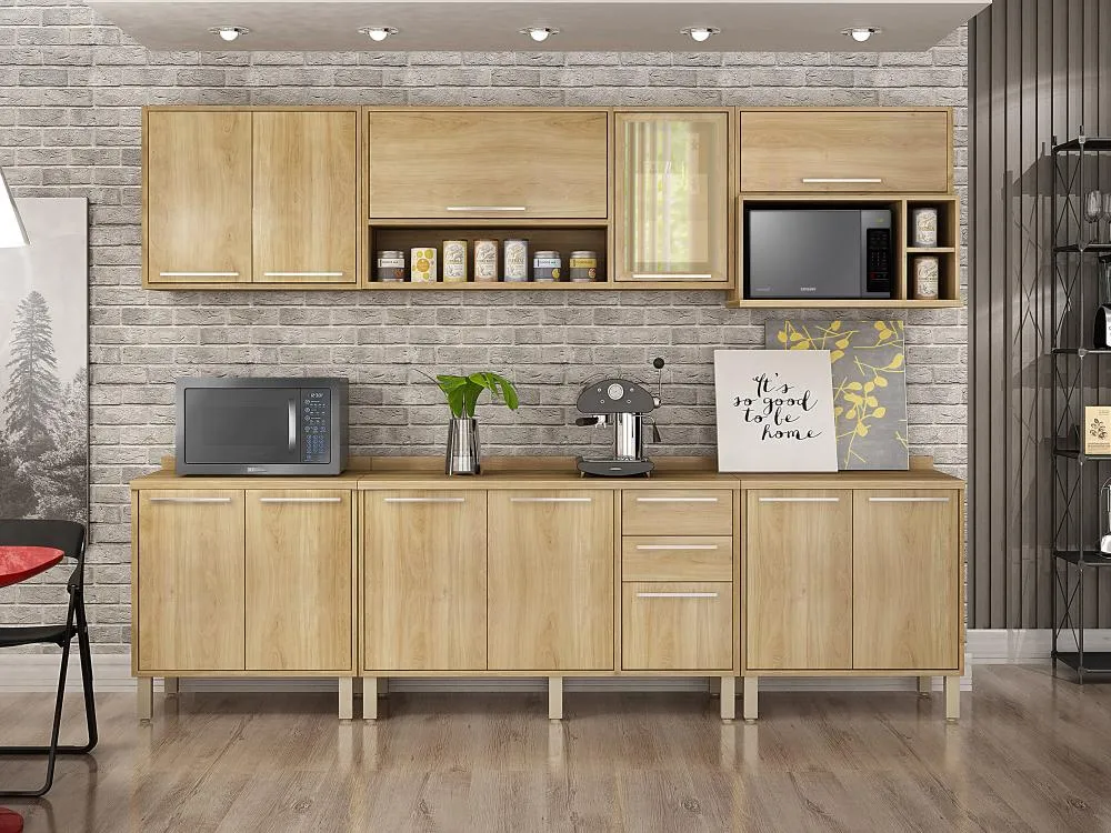 Cozinha Viena 6 Pecas Branco Visualizacao Salleto — Cozinha 6 Peças Carvalho Visualizaçã