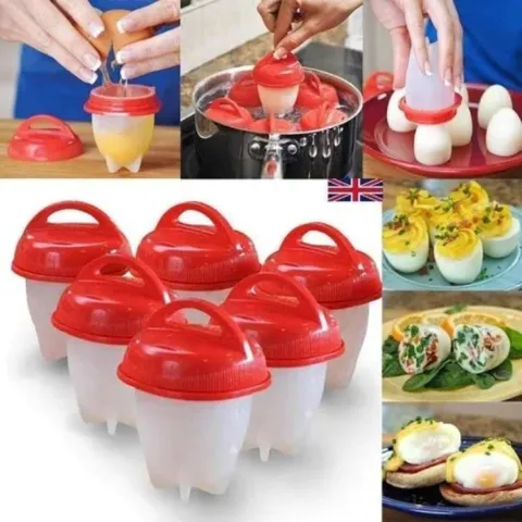 Kit 6 Formas para Cozinhar Ovos Silicone.Plastico Clink