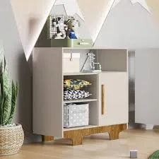Comoda Flocos 1P3N Tigus — Branco/Ipê ou Amadeirado