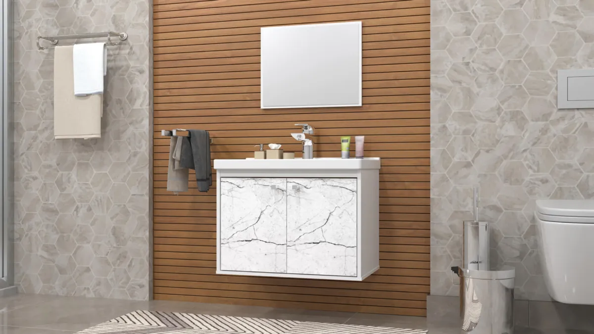 Conjunto Aster 2P Branco.Berlim Cerocha — Branco/Marmorizado Branco