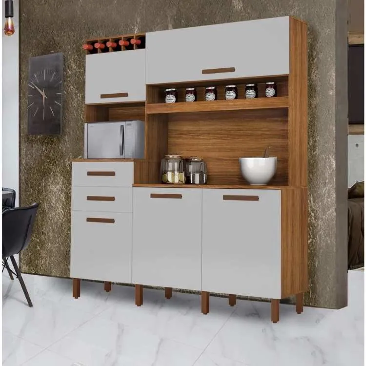 Kit Cozinha Franca 4P2G Freijo.Branco Arte Moveis — Freijó/Branco