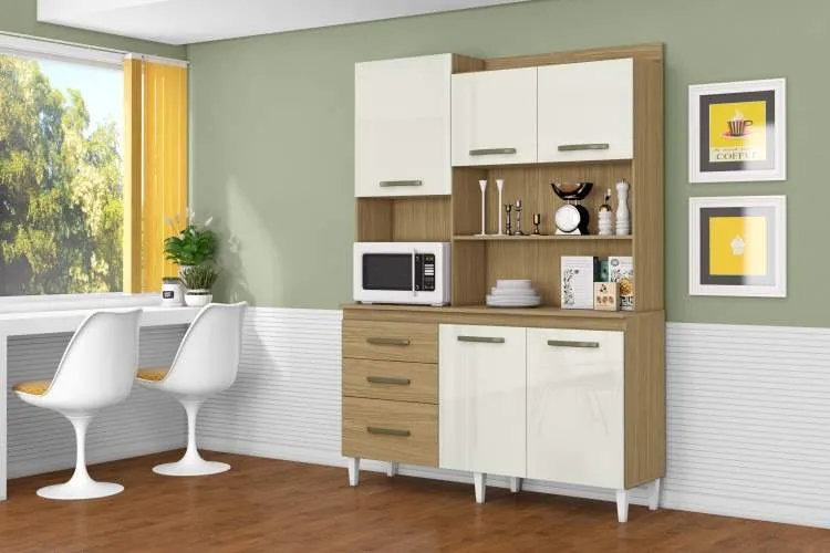 Kit Cozinha Mila 5P3G Atacama.Off White Aramoveis — Atacama/Off White - 2V
