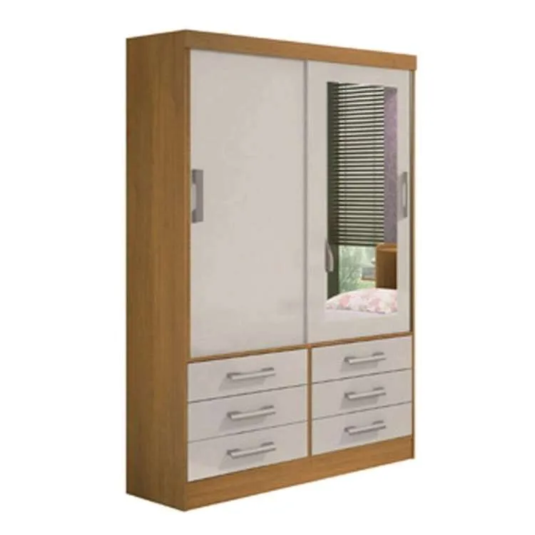 Roupeiro Meridian Plus 2P6G com Espelho D Doro — Cinamomo/Off White