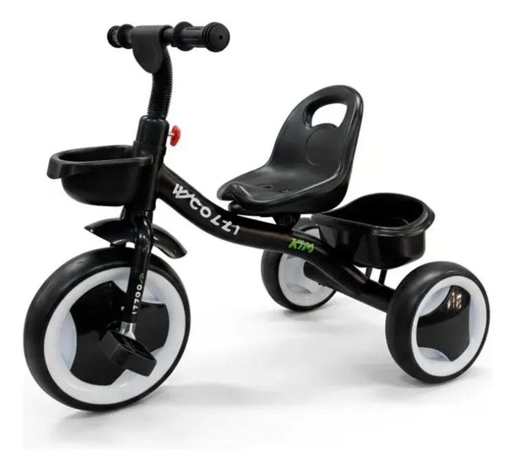 Triciclo Infantil Colli Kika com Cestinha Aro 12 Rosa Cod 95.09D EM Colli — Triciclo Kim - Preto Fosco