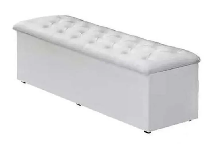 Recamier King Dubai Corino Azul SR Cabec — Recamier King Corino Branco