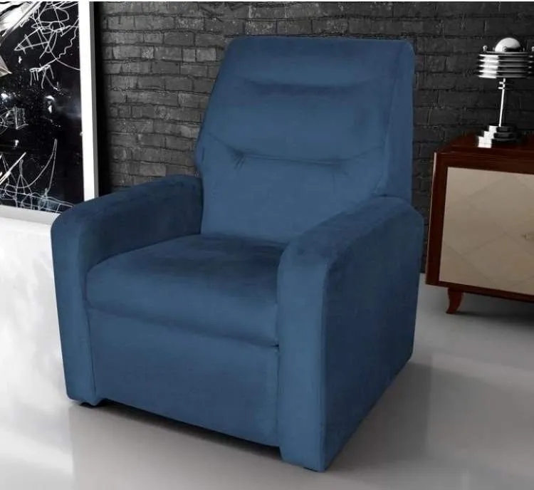 Poltrona do Papai D Prime Corino Bege 1000 D Salla — Veludo Inca - Azul 24