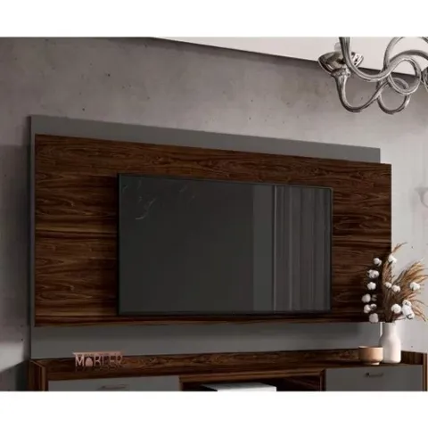 Painel Arcade 1.8 Palisandro.Cinza Regio Mobler