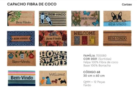 Capacho Fibra de Coco 30x60 Sortidas Corttex