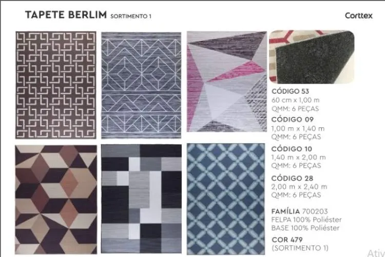 Tapete Berlim 140x200 Sortimento 1 Corttex — Tapete Berlim 140x200 - Sortimento 1