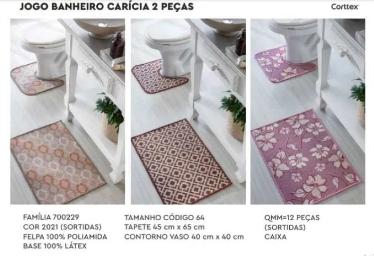 Jogo de Banheiro Caricia 2Pcs Sortidas Corttex — Jogo de Banheiro Caricia 2Pcs - Sortidas
