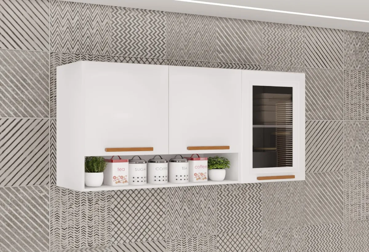 Aereo Cozinha New Valencia 3P1Vidro Fume Branco/Cinamomo Salleto — Aéreo 3P1Vidro Fume -Branco