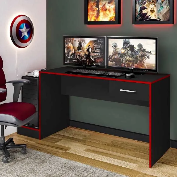 Escrivaninha Gamer Preto.Azul Artely — Preto/Vermelho