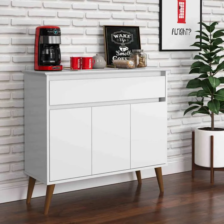 Aparador Zeus 3P1G EJ Moveis — Branco