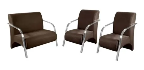 Conjunto de Poltronas Veneza Braco de Aluminio 2.1.1Lgs Vel Marrom 506 Decorar