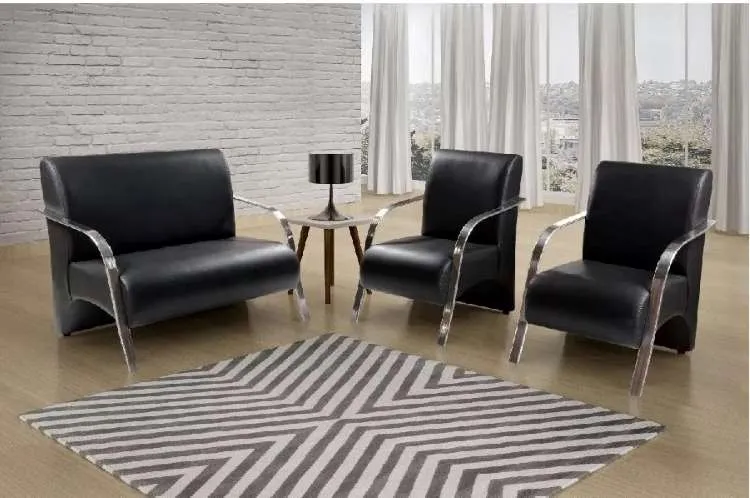 Conjunto de Poltronas Veneza Braco de Aluminio 2.1.1Lgs Vel Marrom 506 Decorar — Conj Poltronas Alum 2.1.1Lgs - Preto 509