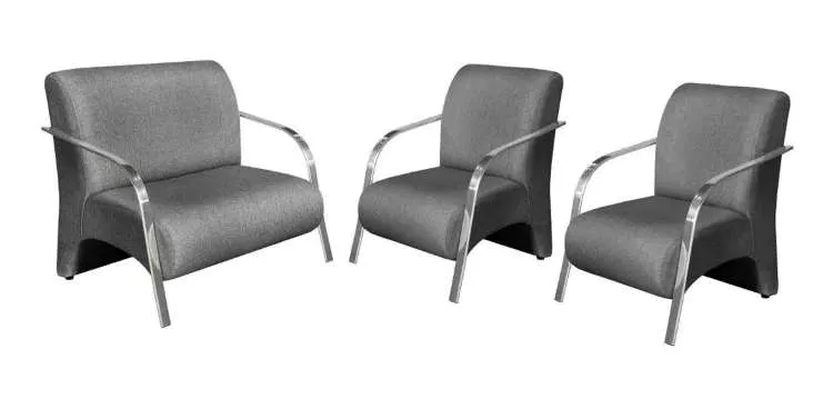 Conjunto de Poltronas Veneza Braco de Aluminio 2.1.1Lgs Vel Marrom 506 Decorar — Conj Poltronas Alum 2.1.1Lgs - Cinza 508