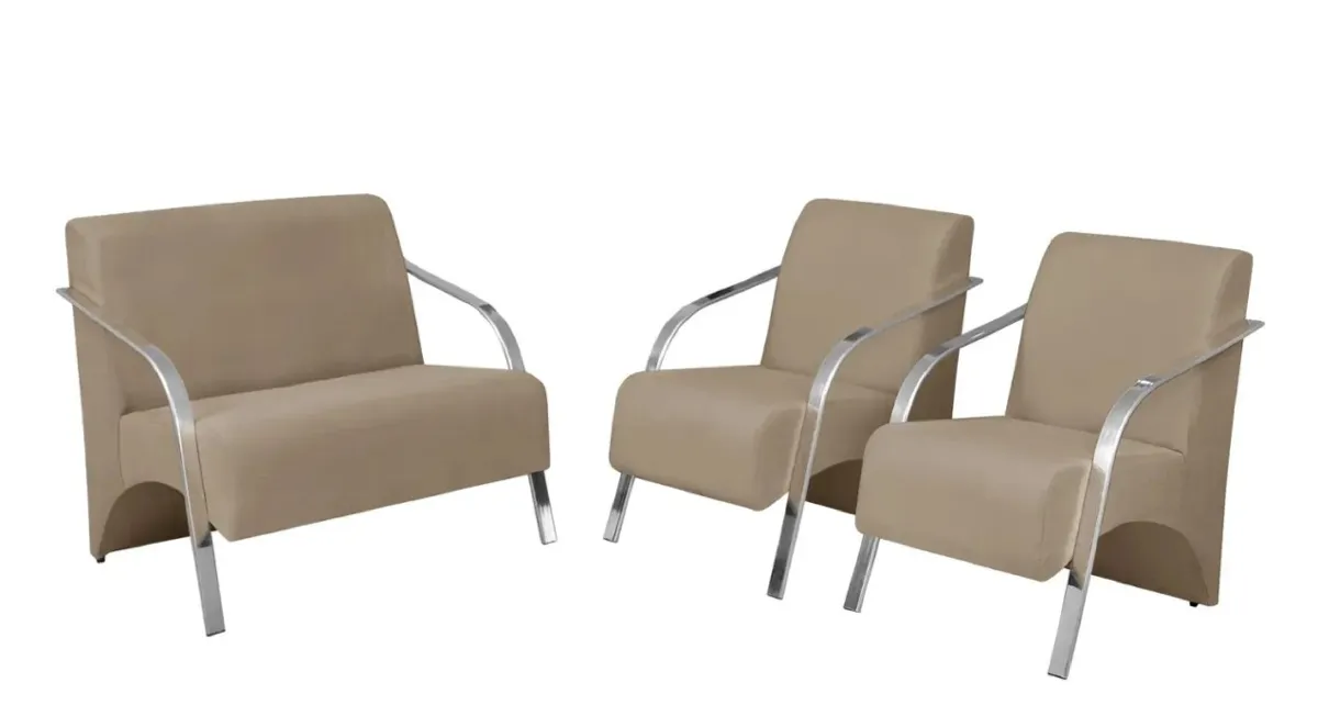 Conjunto de Poltronas Veneza Braco de Aluminio 2.1.1Lgs Vel Marrom 506 Decorar — Conj Poltronas Alum 2.1.1 - Bege 512