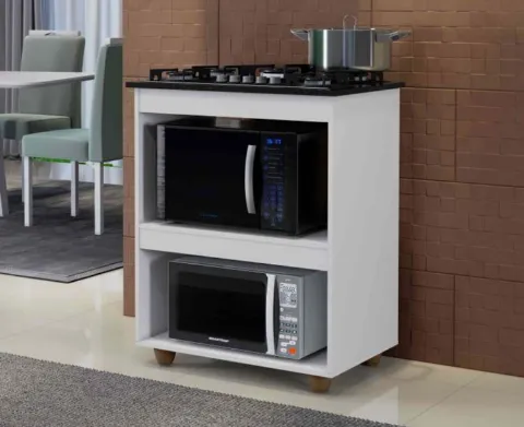 Balcao Turim para CookTop 4 Bocas Branco Kaiki