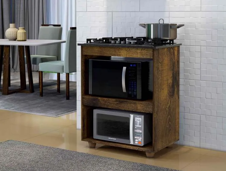 Balcao Turim para CookTop 4 Bocas Branco Kaiki — Balcão para CookTop 4 Bocas - Ipê