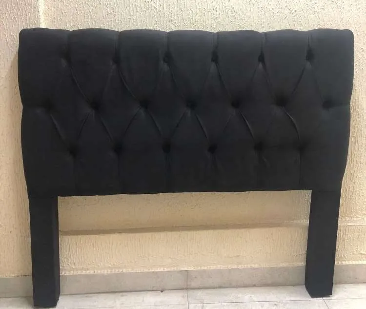 Cabeceira Casal Hera 140 Corino Branco SR Cabec — Veludo Suede - Preto