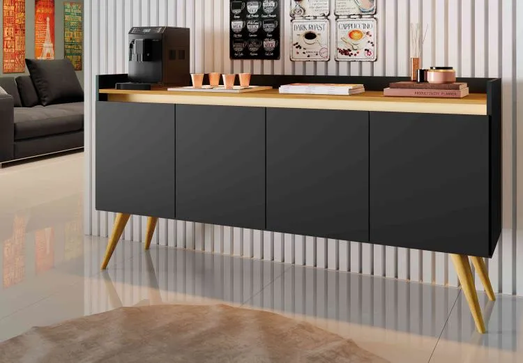 Buffet Gold 4P Cinza.Mel Primus — Preto/Mel