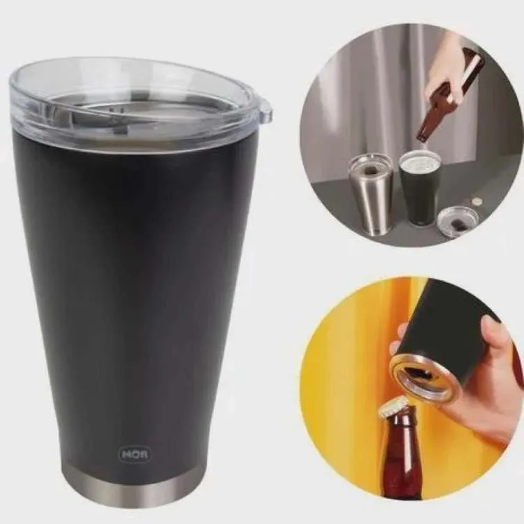 Copo Termico 400ml com Tampa Inox Metalurgica Mor — Copo Termico Cerveja  700ml c/ Tampa - Preto