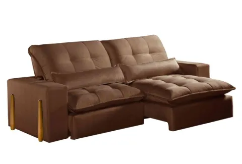 Estofado Retratil Reclinavel Itaoca.Fitipaldi 250 2x100 V. Marrom 17 Idealle
