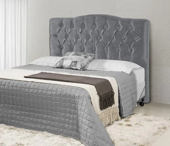 Cabeceira Queen Qebec 160 Corino Branco SR Cabec — Veludo Suede - Cinza