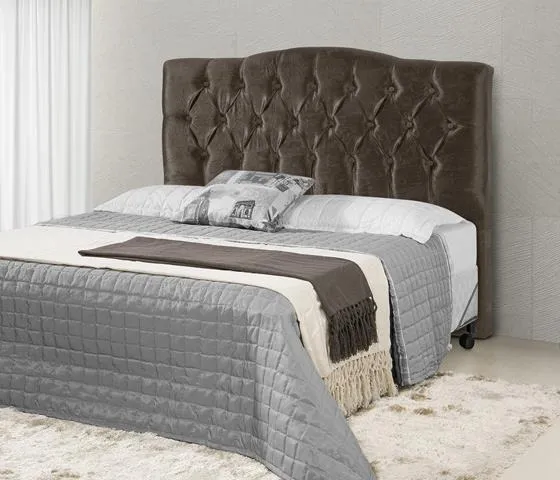 Cabeceira Solteirao Qebec 110 Corino Branco SR Cabec — Veludo Suede - Marrom
