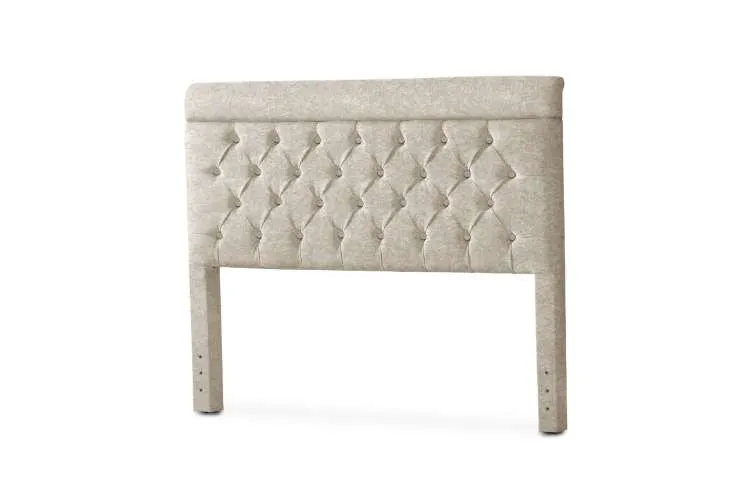 Cabeceira Solteirao Capri 110 Corino Branco SR Cabec — Veludo Suede - Bege