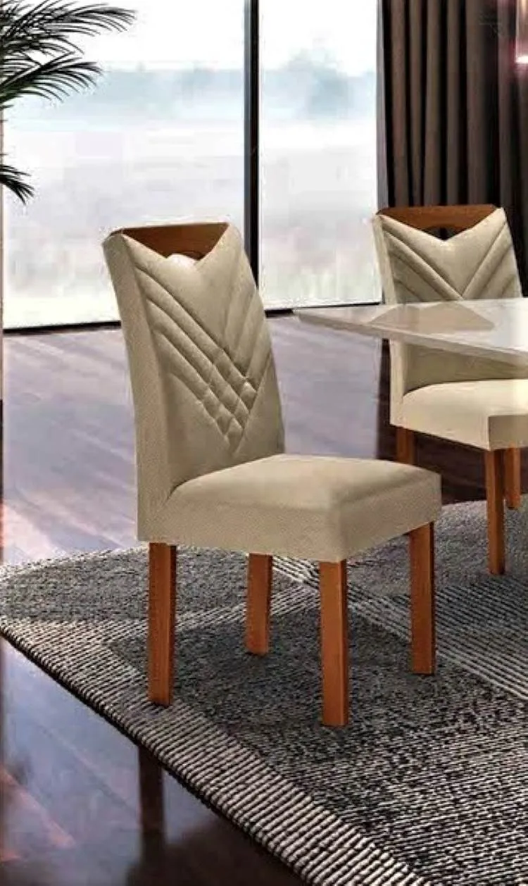 Kit com 2 CAdeira Oxford Conamomo Tec 171 Cel Mov — Cinamomo - Tecico 168 - Veludo Suede Bege