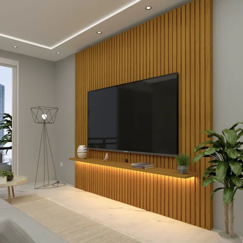 Painel Nobre Ripado 185 1P com LED Naturale Gelius