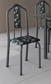Conj Mesa Luisa Tmp Pedra 120x75 4Cds Branco Soma Mov — Kit 6 Cads Luisa - Floral Preto/Mart Prata