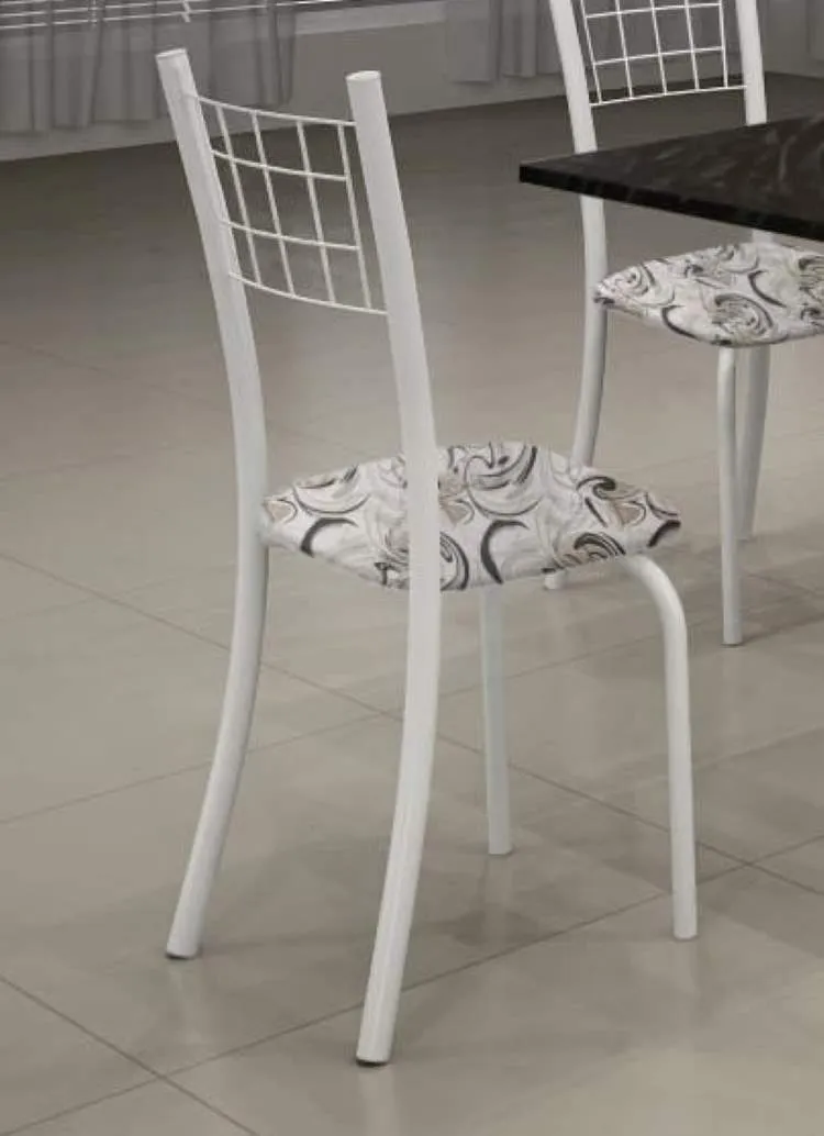 Conj Mesa Dany 100x60 Tmp Pedra 4Cds Branco Soma — Kit 4 Cads Dany - Arabesco/Branco